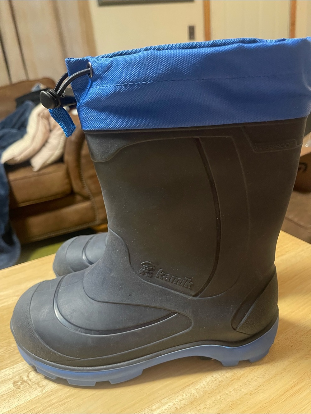 Kamik Snobuster1 Insulated -Snow Boot, Black/blue kids size 2